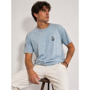 Katin Organic Cotton Tee Blue Acid Wash Graphic T Shirt Men's Medium